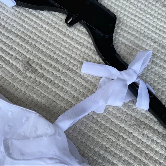 BEBE girls white chiffon w dots dress L/14 - Picture 6 of 11